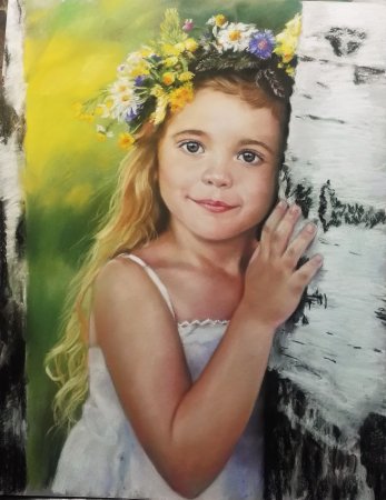 Портрет девушки цветными карандашами