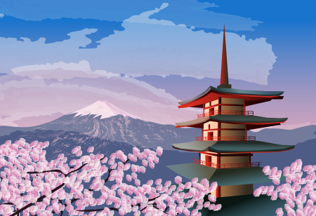 Японская гора Фудзи арт