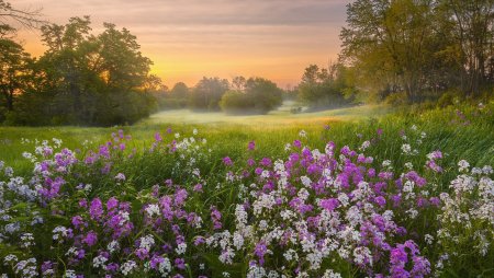 Красивый луг с цветами