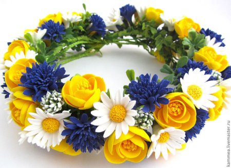 Жёлто-синий венок на голову