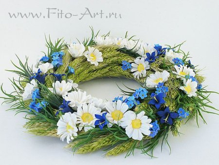 Венок из Васильков Колосков и ромашек