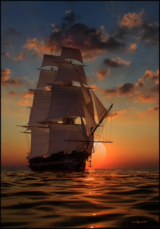 Парусник в море