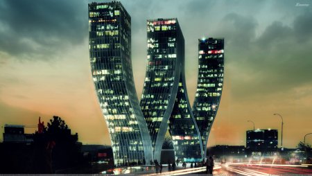 Здание в форме буквы w в Праге