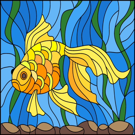 Витраж Золотая рыбка