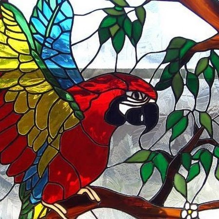 Птицы витражными красками