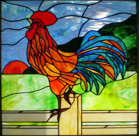 Петушок золотой гребешок витраж