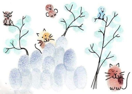 Пальчиковое рисование зима