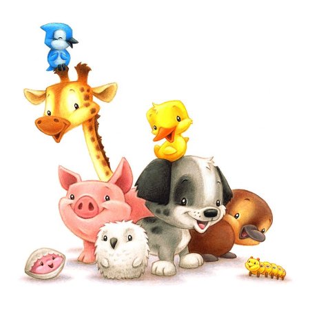 Забавные зверюшки на прозрачном фоне