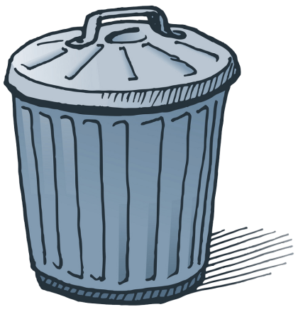Мусорный бак на белом фоне