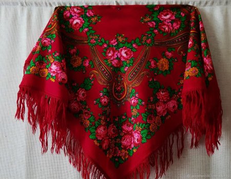 Платок павловопосадский Посадский красный