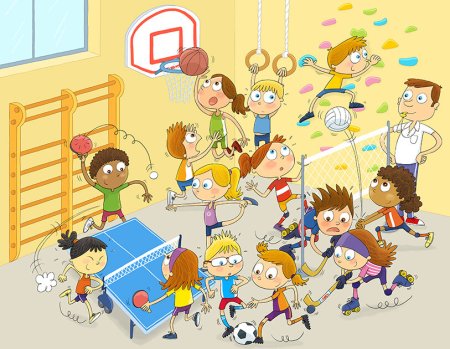 Дети на физкультуре в школе