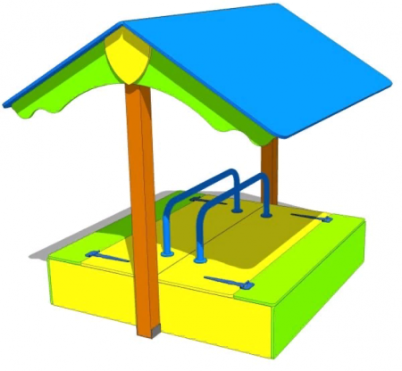 Песочница с крышкой и навесом 2мх2м