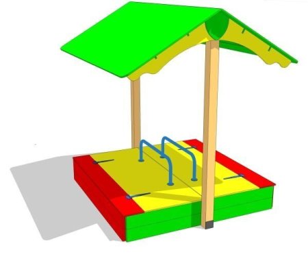 Песочница с крышкой на петлях 2х2 с навесом