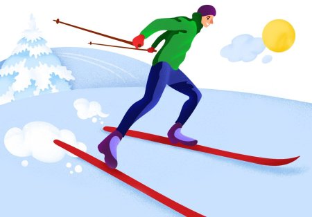 Лыжник рисунок