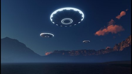 Летающая тарелка в небе