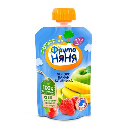 ФРУТОНЯНЯ десерт яблоко клубника малина 90 г