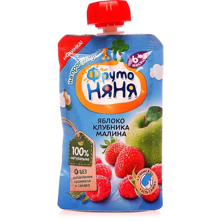 ФРУТОНЯНЯ пюре яблоко, клубника, малина 90г