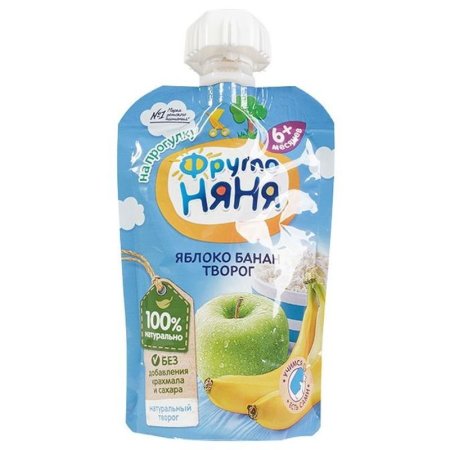 Пюре ФРУТОНЯНЯ яблоко банан творог 90г
