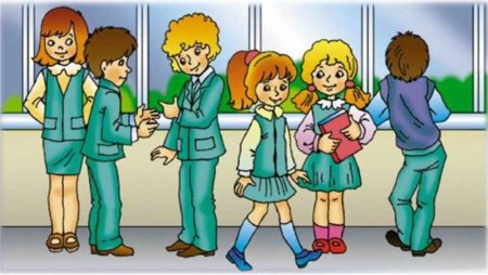 Рисунок дети на перемене в школе