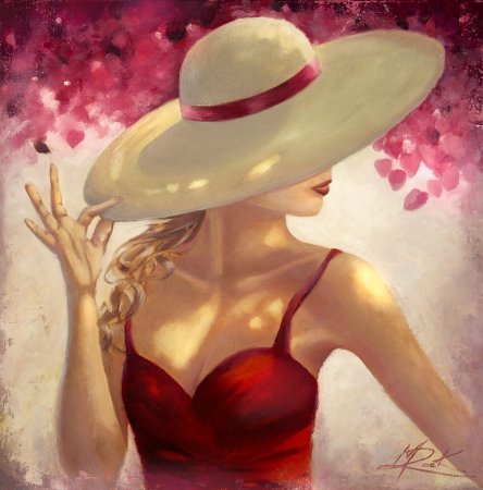 Картина девушка в шляпе