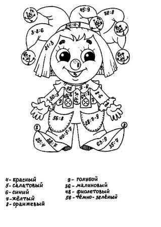 Раскраски таблица умножения и деления на 2.3.4.5