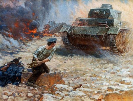 Художник Семенов Алексей Николаевич картина "бой под Ушаковом"