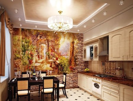 Фрески в интерьере кухни