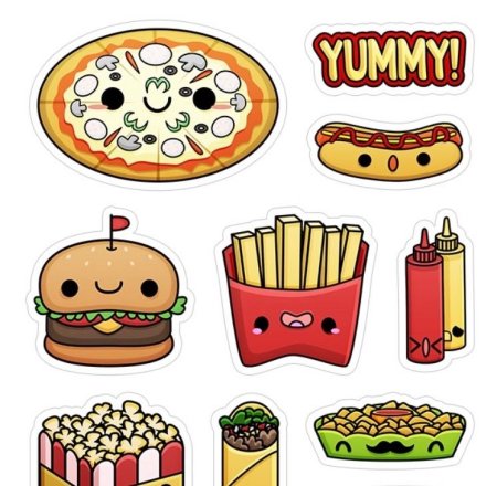 Стикеры для распечатки еда