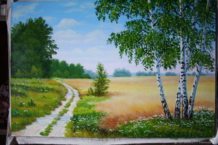 Пейзаж с березами