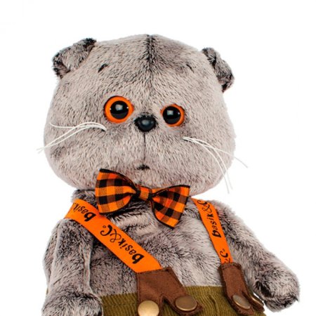 Мягкая игрушка Basik&co кот Басик в штанах на подтяжках 25 см