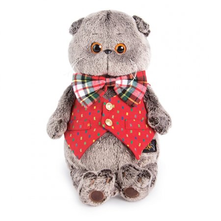 Мягкая игрушка Basik&co кот Басик в жилете 25 см