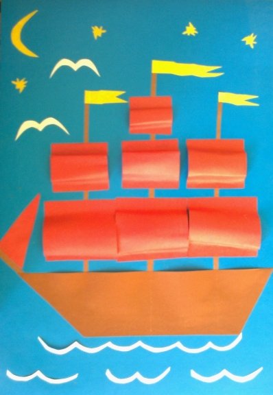 Кораблик Алые паруса из бумаги