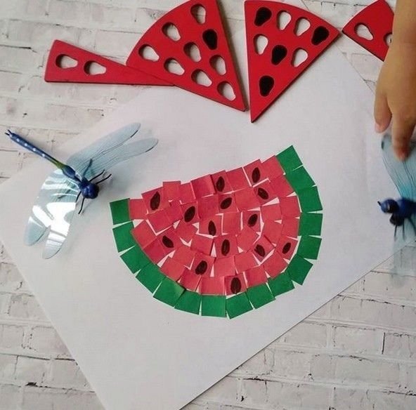 Аппликация Арбуз из цветной бумаги