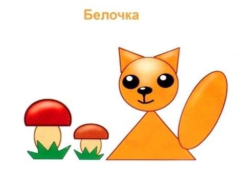 Аппликация Белочка из геометрических фигур