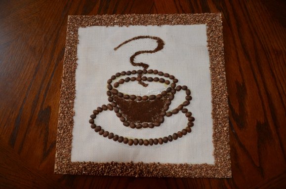 Аппликация кофейными зернами