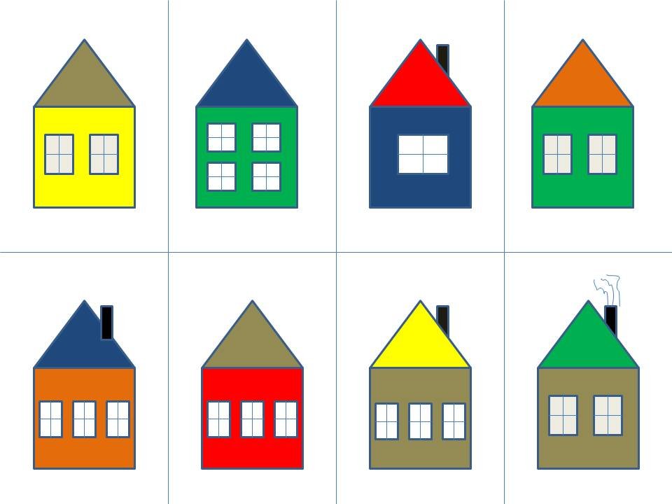 Раздаточный материал средняя группа. Раздаточный материал домики. Домики разной величины. Разноцветные домики для детей. Домики разного цвета.
