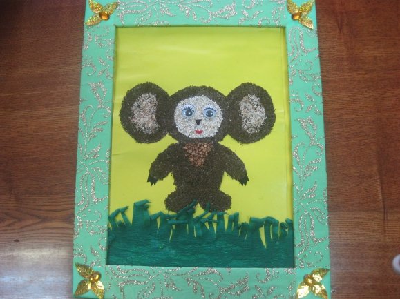 Объемная аппликация Чебурашка