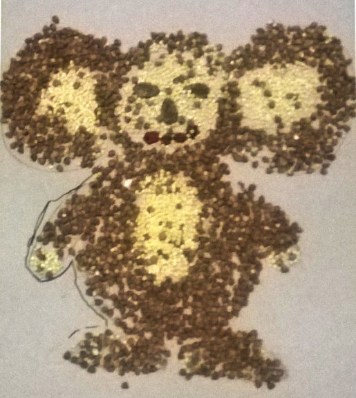 Чебурашка из гречки поделка