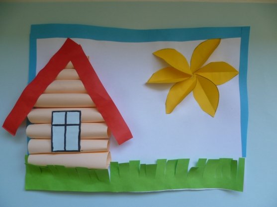 Аппликация деревянный дом