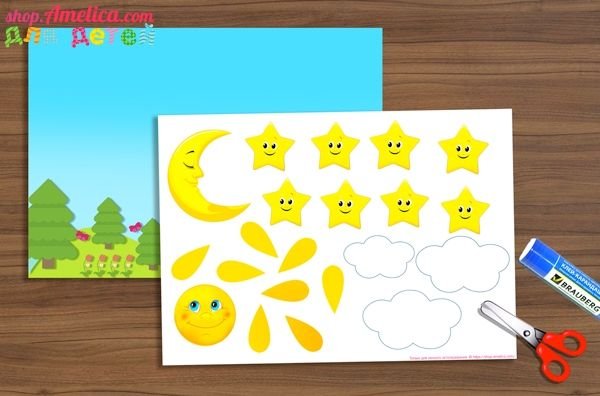 Аппликация день ночь в средней группе