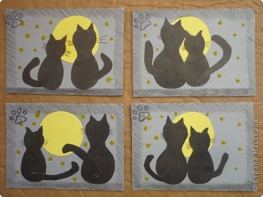 Аппликация кошка на окошке в старшей группе