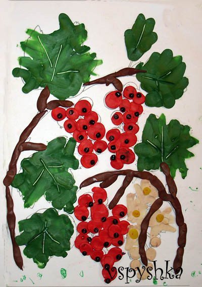 Аппликация ягоды на ветке