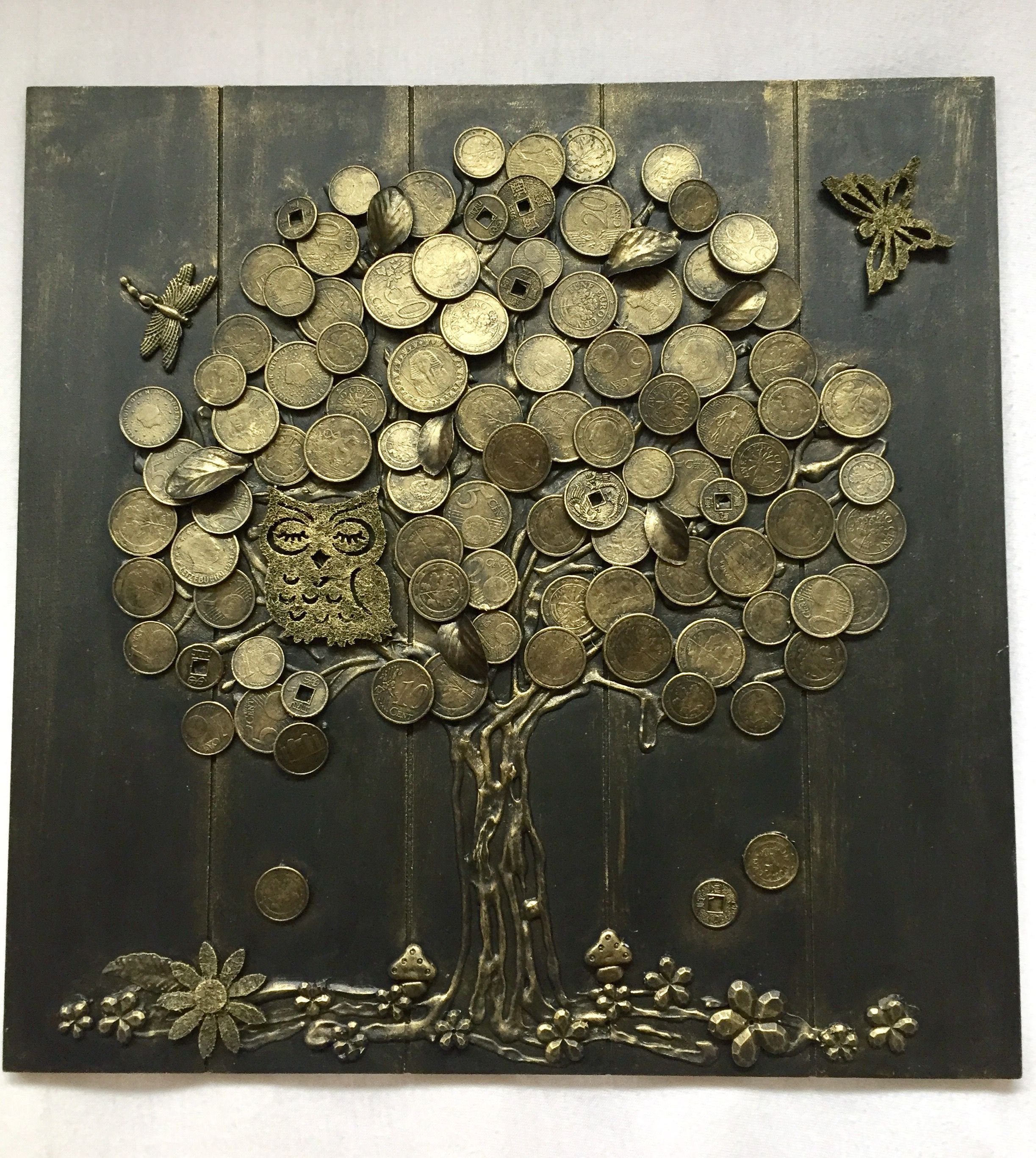 Самодельные деньги. Денежное дерево талисман богатства. Денежное дерево из манет. Панно из монет. Панно с монетами.