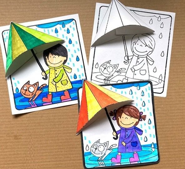 Аппликация девочка с зонтиком