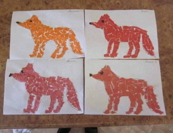 Аппликация диких животных в старшей группе