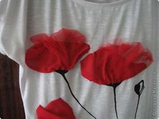 Цветы из ткани на футболку