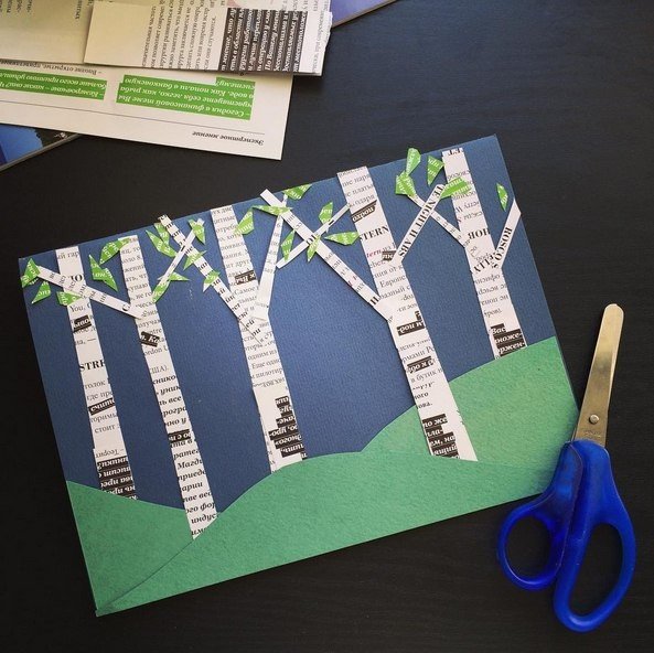 Аппликация из газетной бумаги