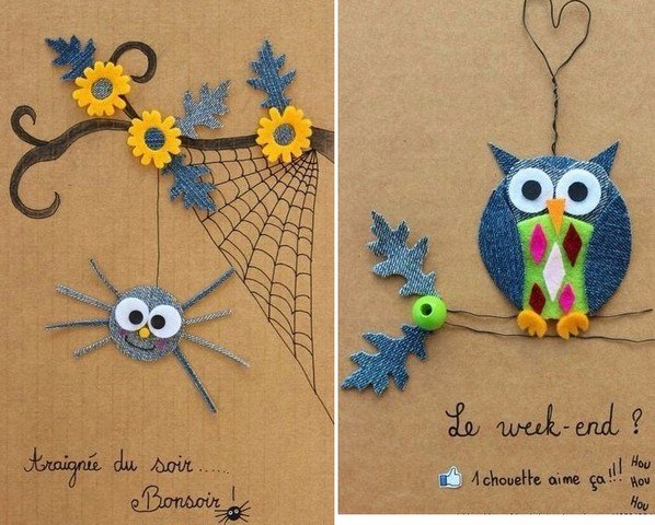 Открытки из джинсовой ткани своими руками