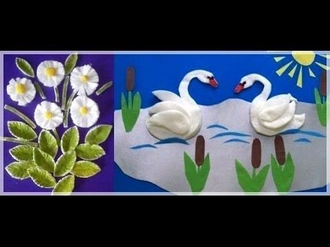 Лебедь из ватных дисков