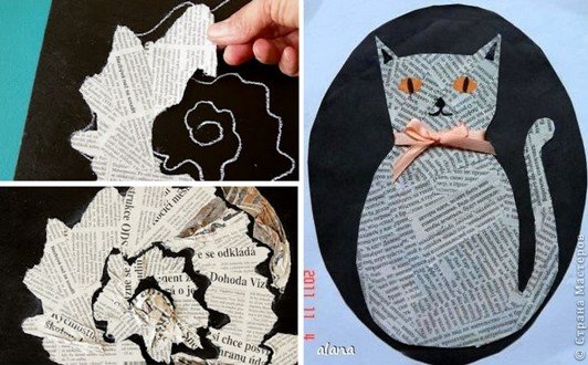 Аппликация из газет и журналов